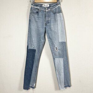 Reformation Skinny Patch Jeans Torres Wash Patchwork High Rise Size 23‎